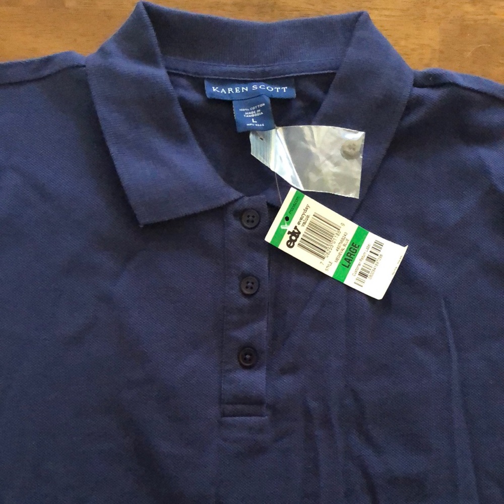 Karen Scott Navy Blue Polo Shirt